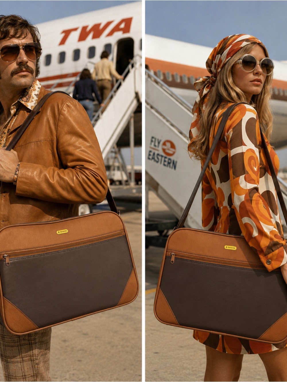 Vintage Samsonite Brown Carry On Travel Bag Weekender Shoulder Luggage 20”